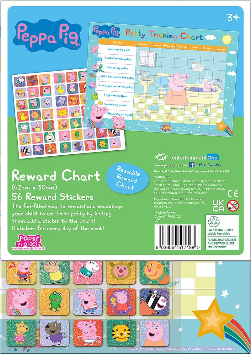 Paper Projects 01.70.30.022 Peppa Pig Potty and Toilet Training Reward Chart and 56 Sparkly Stickers, Pink - Image 3