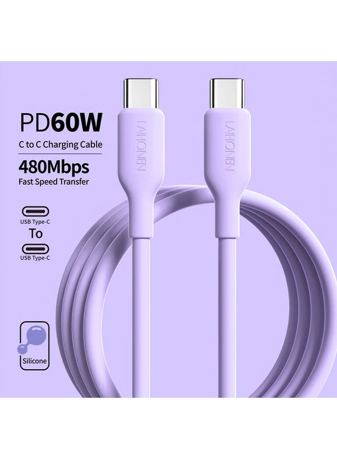 5pcs 60W USB C Fast Charging Cables Purple 3.3ft for iPhone Samsung Pixel MacBook - Image 3