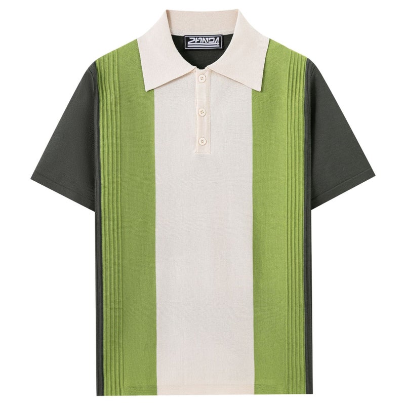 Men's Short Sleeve Polo Shirt Colour-Blocked Viscose - Image 2