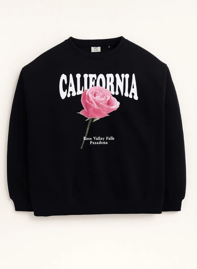 فكتور اند جين سويت شيرت برسومات ورد كاليفورنيا قطن فليس طباعة بارزة