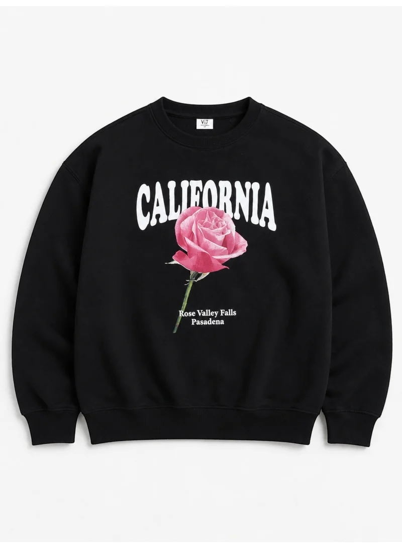 Victor And Jane California Rose Graphic Sweatshirt – 100% Cotton Fleece | Photographic Puff Print