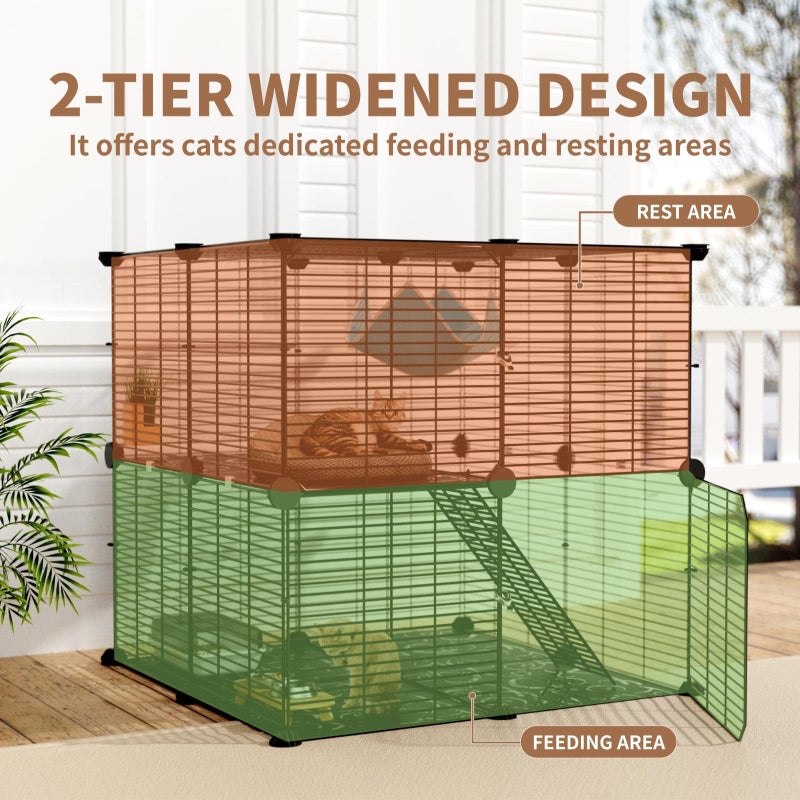 STILLCOVE Medium Cat Cage Indoor: Enclosed Cat Enclosure DIY Pet Playpen Detachable Metal Wire Kennel Sturdy Crate with Hammock for Cats Kitten - Image 5