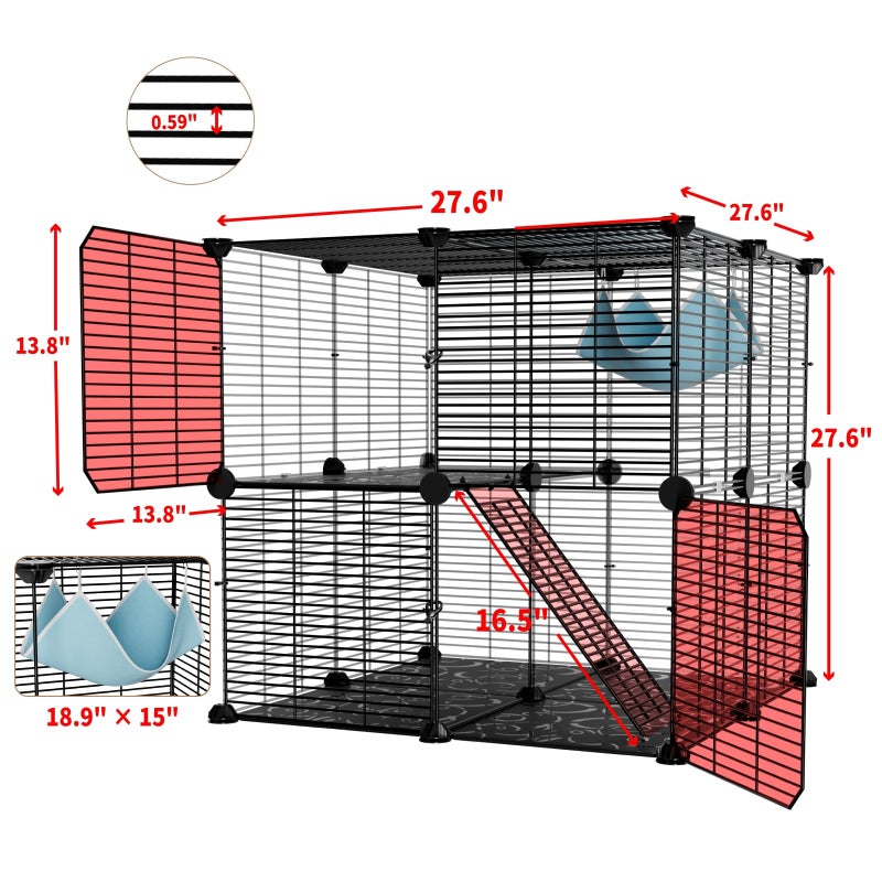 STILLCOVE Medium Cat Cage Indoor: Enclosed Cat Enclosure DIY Pet Playpen Detachable Metal Wire Kennel Sturdy Crate with Hammock for Cats Kitten - Image 3