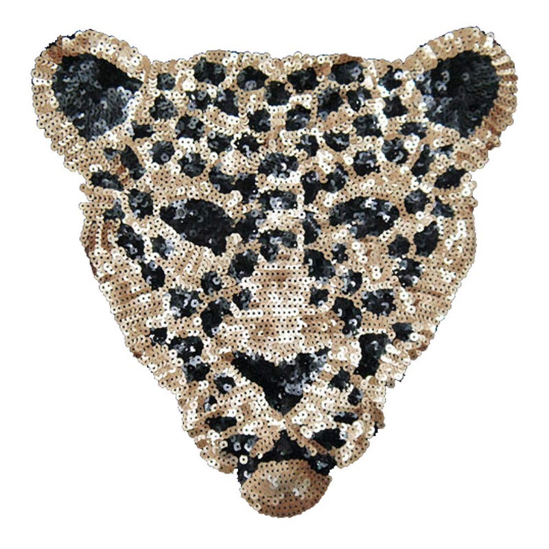 ARTEM Sequins Leopard Head Patch Sew on Patch Rope Embroidered Sequins Pattern Cloth Stickers for Decoration Clothing 1 Pcs - Image 1