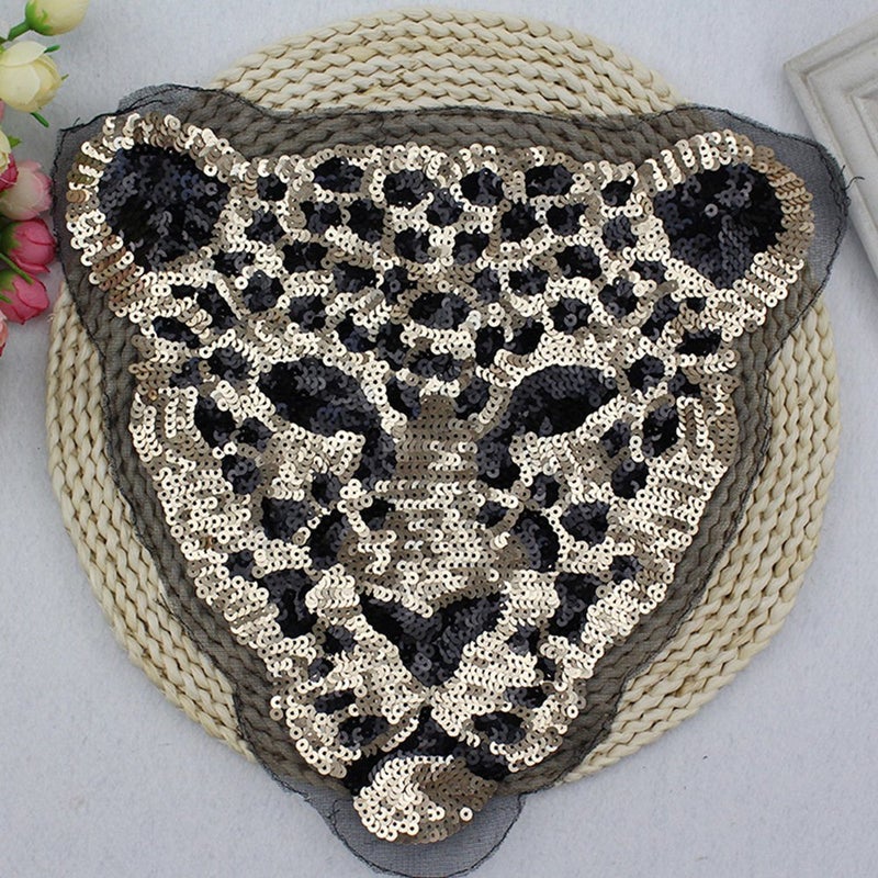 ARTEM Sequins Leopard Head Patch Sew on Patch Rope Embroidered Sequins Pattern Cloth Stickers for Decoration Clothing 1 Pcs - Image 3