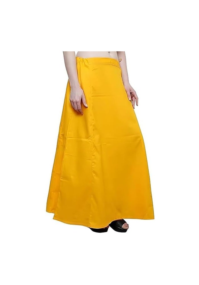 Women’s Cotton Readymade Saree Underskirt - Free Size - Yellow