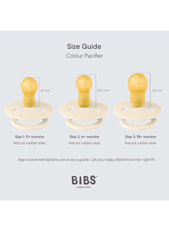 BIBS Colour Pacifier 2-Pack, BPA Free Dummy Binky, Round . Natural Rubber Latex, Made in Denmark, Size 1 (0-6 Months), Pale Butter/Petal - Image 2