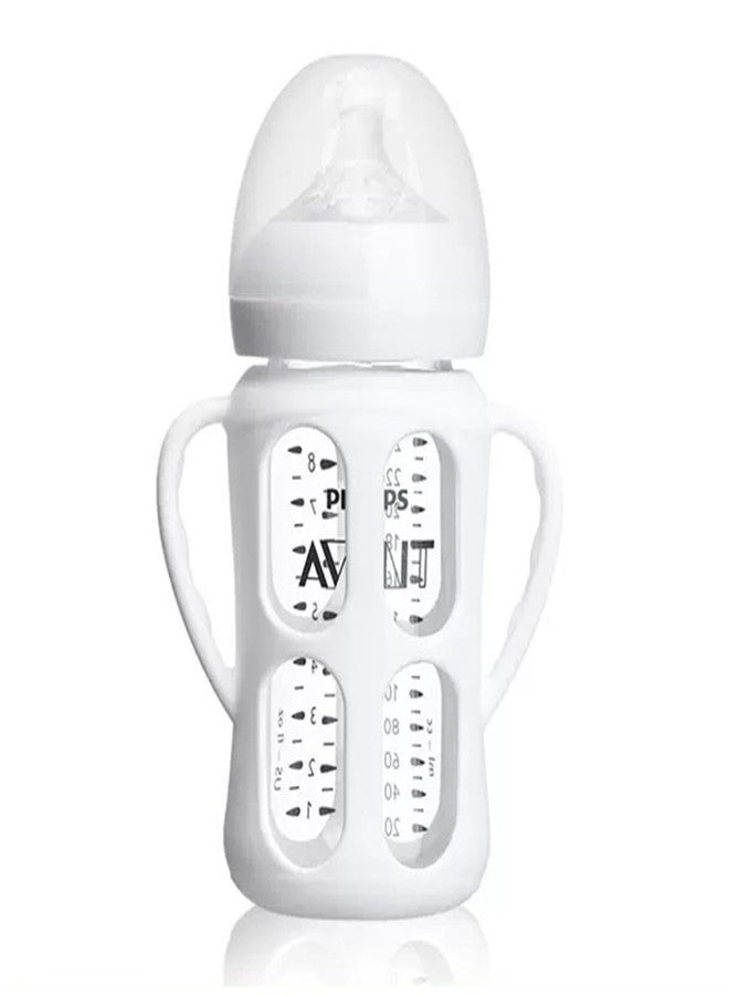 ROMIRUS 2 Pack Silicone Sleeves for Philips Avent Glass Natural Baby Bottles 4oz and 8oz, Anti Breakage Baby Bottle Holder with Handle, Feeding Bottle Handle (White) - Image 3
