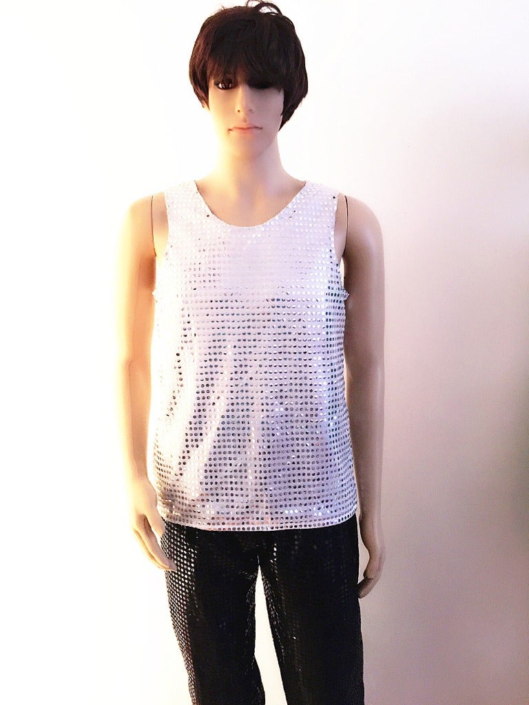 Korean Style Stage Dancing Men'S And Women'S Sequin Vest Patch Sleeveless Performance Suit Stretch Fabric Performance Suit - Image 4