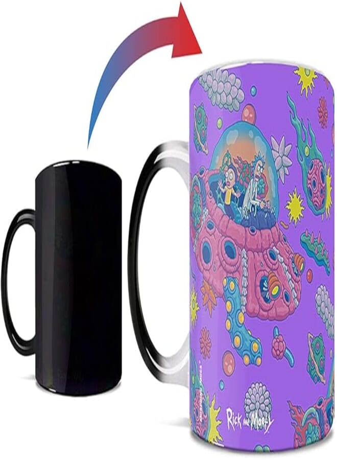 Morphing Mugs Rick and Morty – Space Cruiser – Trippy Purple Space - One 11 oz Color Changing Ceramic Mug – Image Revealed When HOT Liquid Is Added!