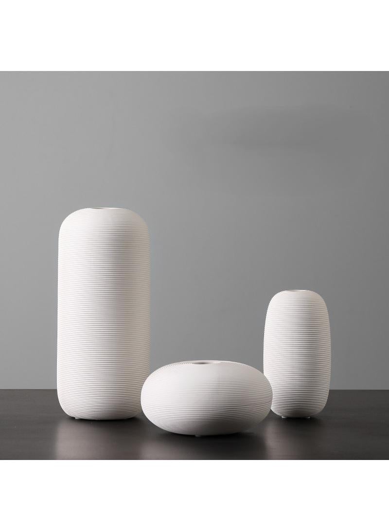Y&D 3 Piece Set Modern Minimalist Living Room Creative Dining Table Coffee Table Home Decoration White Ceramic Vase - Image 1