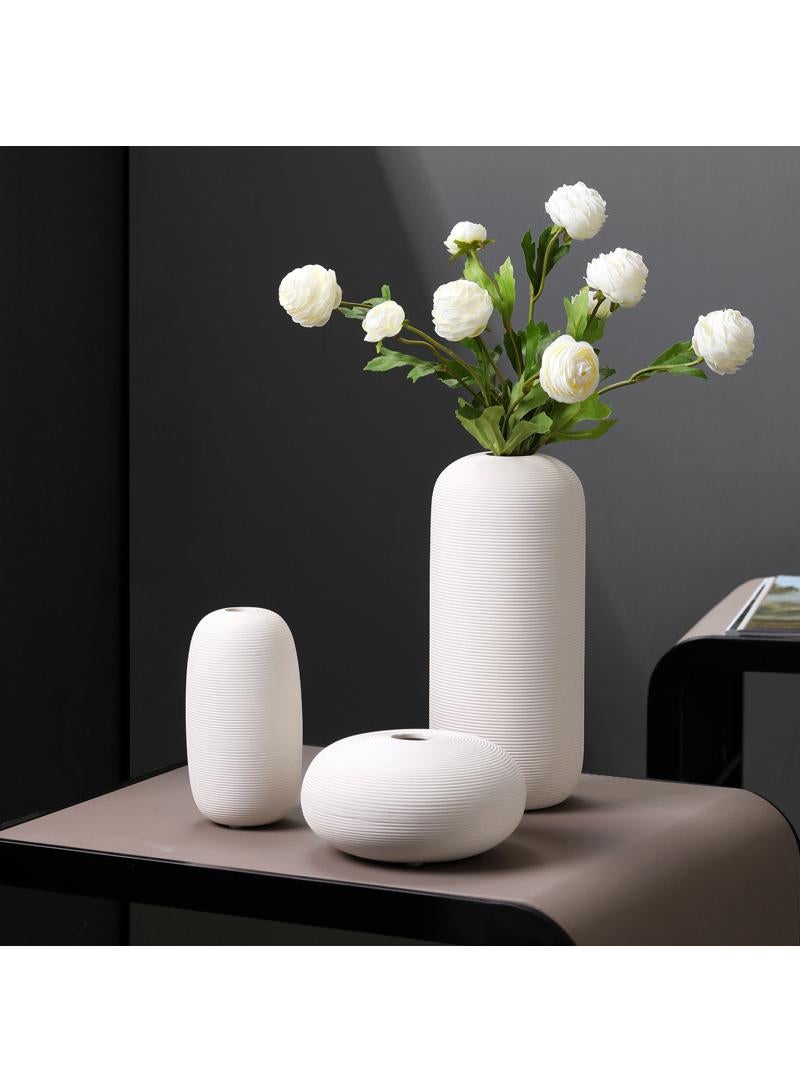 Y&D 3 Piece Set Modern Minimalist Living Room Creative Dining Table Coffee Table Home Decoration White Ceramic Vase - Image 2