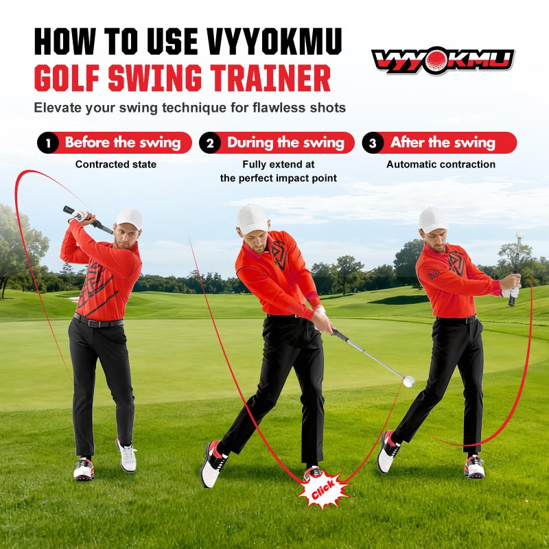 VYYOKMU Tempo Stick Golf for Right Hand, Retractable Golf Swing Training Aid with Arm Band, Telescopic Club Indoor & Outdoor Practice Warm-Up Golf Swing Trainer for Golfer Beginner Men Woman Golf Gift - Image 2