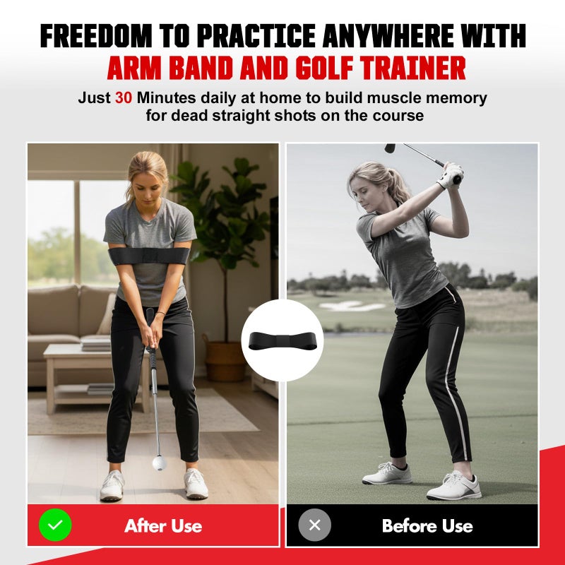 VYYOKMU Tempo Stick Golf for Right Hand, Retractable Golf Swing Training Aid with Arm Band, Telescopic Club Indoor & Outdoor Practice Warm-Up Golf Swing Trainer for Golfer Beginner Men Woman Golf Gift - Image 5