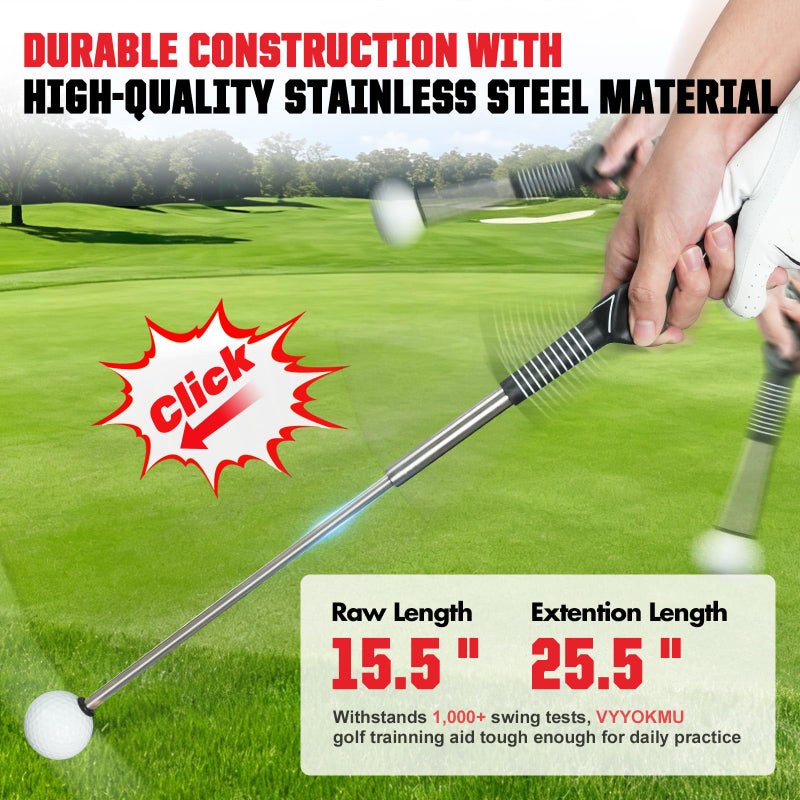 VYYOKMU Tempo Stick Golf for Right Hand, Retractable Golf Swing Training Aid with Arm Band, Telescopic Club Indoor & Outdoor Practice Warm-Up Golf Swing Trainer for Golfer Beginner Men Woman Golf Gift - Image 3