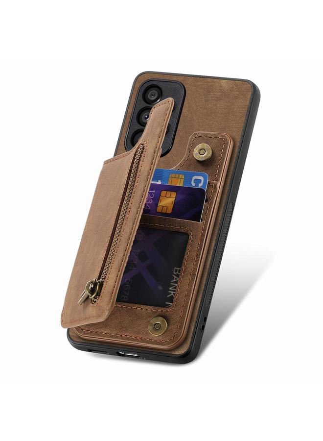 اس-توب جراب خلفي بسحاب من الجلد بتصميم كلاسيكي لهاتف Samsung Galaxy A12 5G - Image 3
