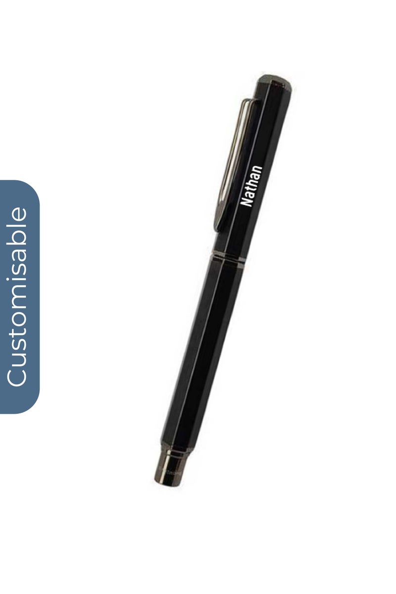 SANTHOME Personalised Premium Metal Roller Pen in Gift Box - Black - Image 1