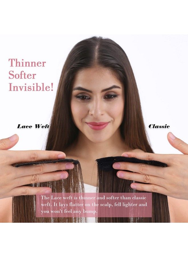 REECHO وصلات شعر بمشبك وصلات شعر سميكة طويلة من الدانتيل خفيفة الوزن مصنوعة من شعر صناعي للنساء (24 بوصة، 240 جرام (عبوة من 5 قطع) بني شوكولاتة مع خصلات أشقر ذهبية) - Image 5