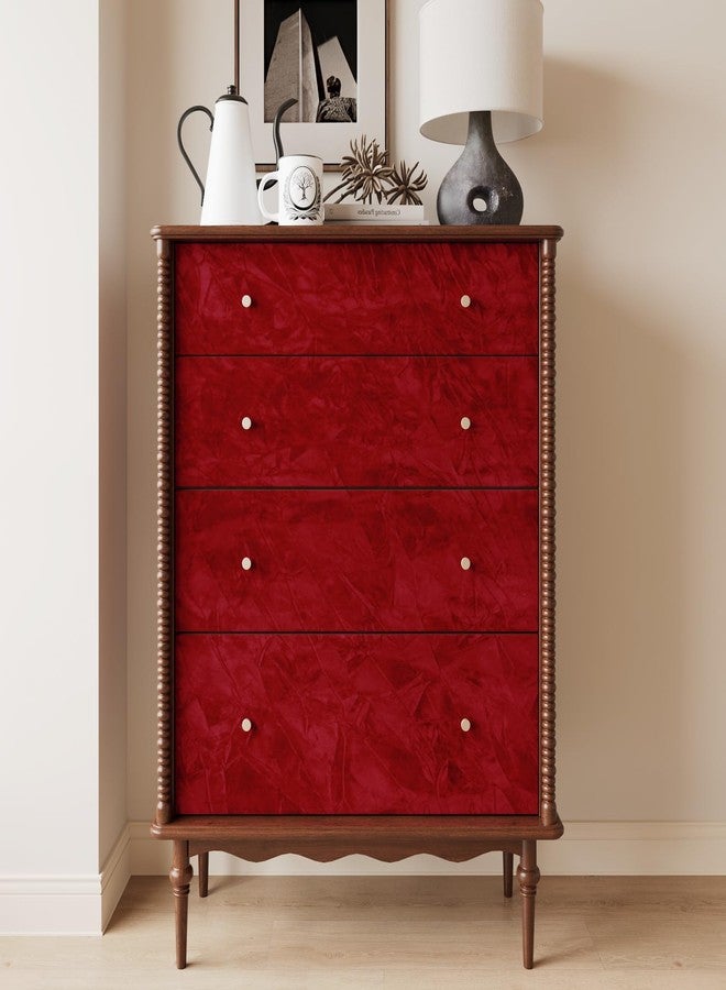 VaryPaper 15.7" x 78.7" Red Crushed Velvet Fabric Self Adhesive Flocking Felt Liner for Drawers Jewelry Box Liner Soft Fabric Felt Flocked Contact Paper Peel and Stick Velvet Wallpaper for Cabinets - Image 4