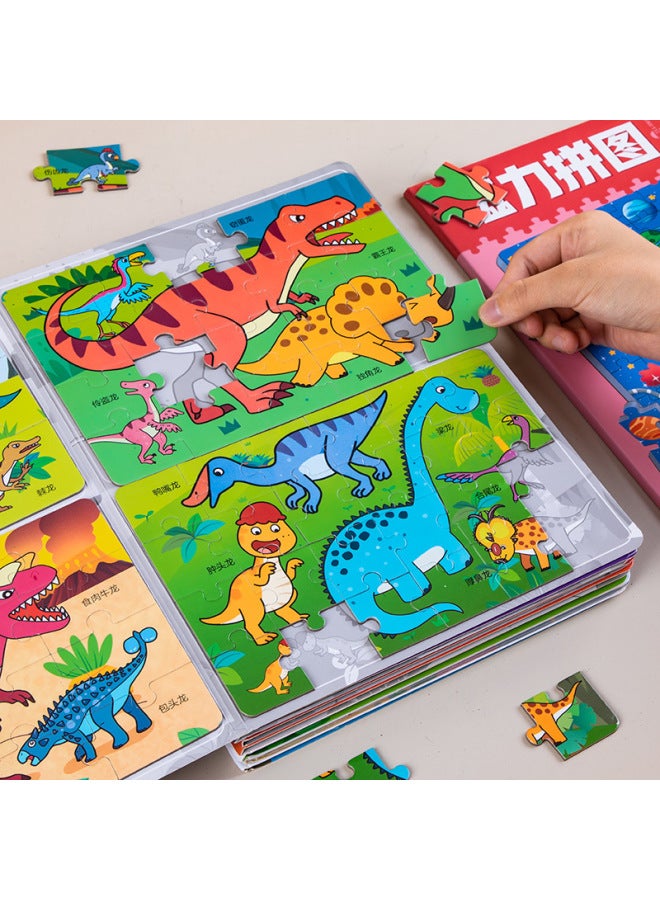 Children 2-5 Years Old Puzzle Magnetic Puzzle Baby Enlightenment Concentration Training Small Toy Puzzle Book Dinosaur Puzzle-Color:Magnetic Puzzle 4 + 【Dinosaur Kingdom】】 - Image 5