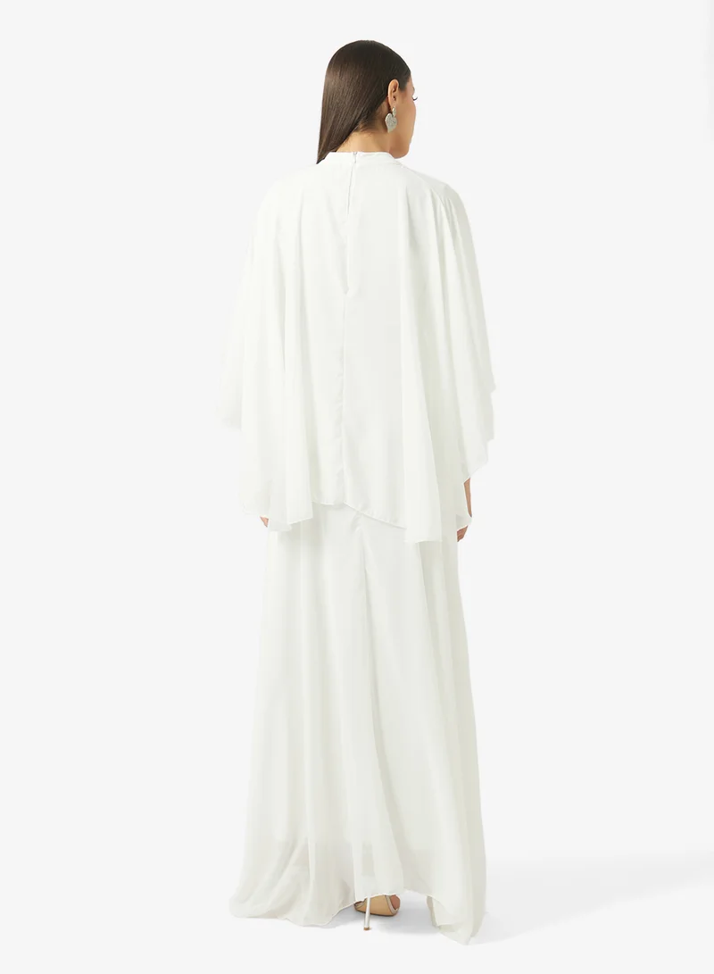 خزانة Cape Dress With Emebllished Waistline
