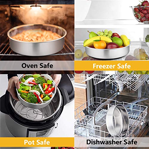P&P CHEF طقم قوالب كعك P&P CHEF للخبز، 4" + 6" + 8" + 9.5" 4 قطع من قوالب الكعك الدائرية المصنوعة من الفولاذ المقاوم للصدأ، آمنة للاستخدام في الفرن/الوعاء/غسالة الصحون، مجموعة من أحجام مختلفة، مانعة للتسرب وسهلة التنظيف - Image 5
