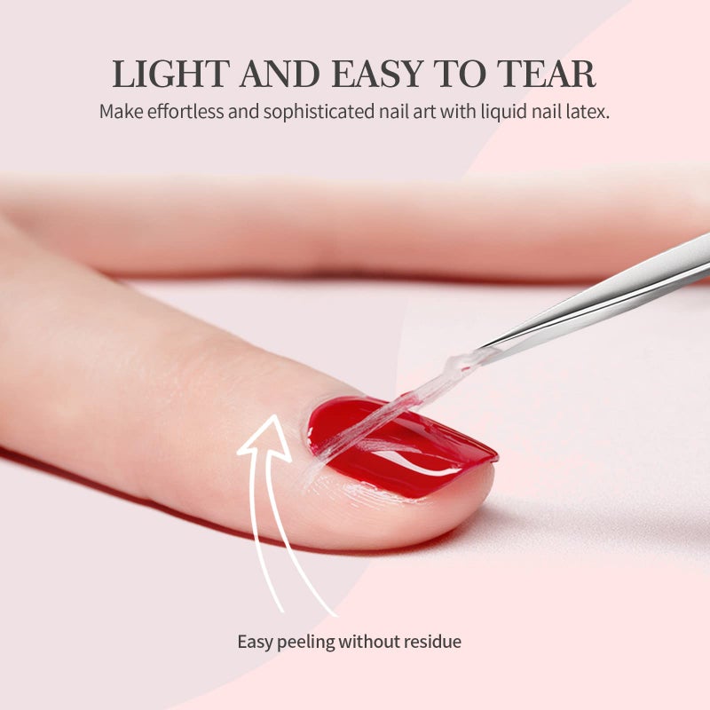 SAVILAND Liquid Latex for Nails, 30ML Upgraded Antifreeze Latex Nail Polish Barrier Peel Off - Latex Tape Peel Off for Nails Cuticle Guard Skin Barrier Protector Nail Latex with Tweezers for Home DIY - Image 4