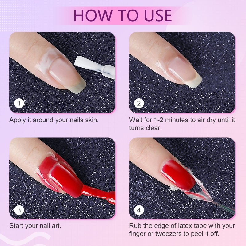 SAVILAND Liquid Latex for Nails, 30ML Upgraded Antifreeze Latex Nail Polish Barrier Peel Off - Latex Tape Peel Off for Nails Cuticle Guard Skin Barrier Protector Nail Latex with Tweezers for Home DIY - Image 5
