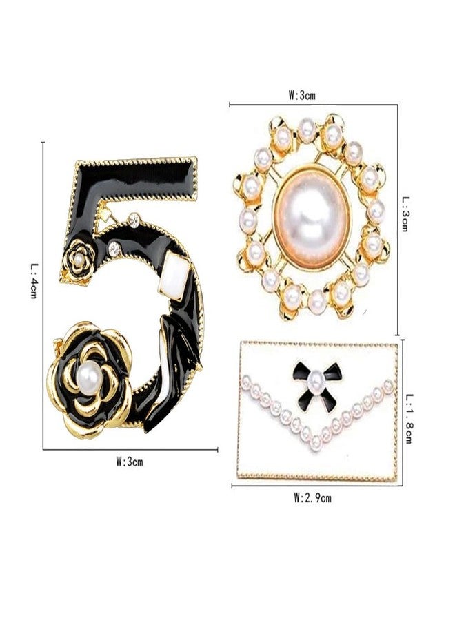 Glamtune Celebrity Designer Inspired Gift Set Wedding Party Jewelry Lucky Number Five Flower Brooch Pin - Image 2
