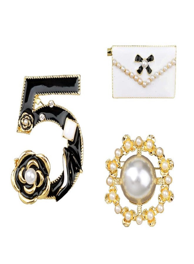 Glamtune Celebrity Designer Inspired Gift Set Wedding Party Jewelry Lucky Number Five Flower Brooch Pin - Image 1