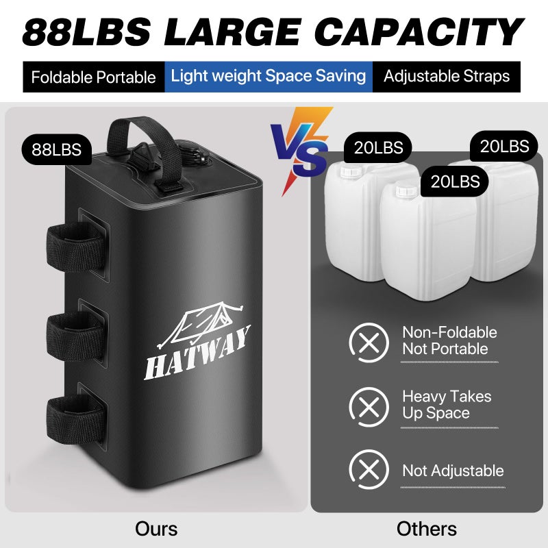 Hatway Canopy Water Weight Bag,88 LBS Water Tent Weights Set of 4 Leg Weights for Pop Up Canopy,Gazebo,Canopies,Tent-4 * 10L-Black - Image 4