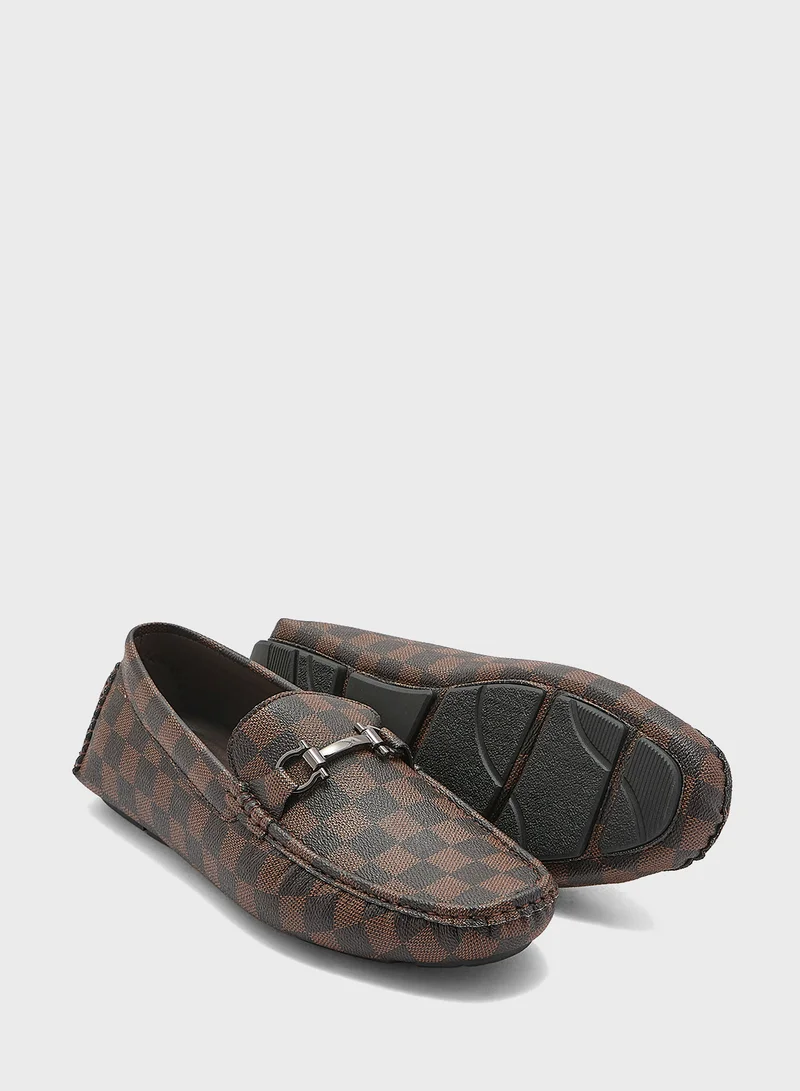Robert Wood Check Print Casual Loafers