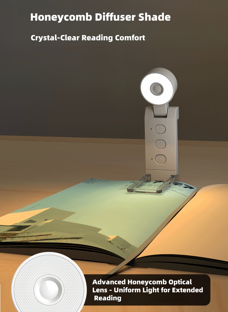 LAYRA USB Rechargeable Mini Clip Reading Light 6 Brightness Dimmable LED Book Light Portable Folding Flashlight 2in1 Illumination Black - Image 3