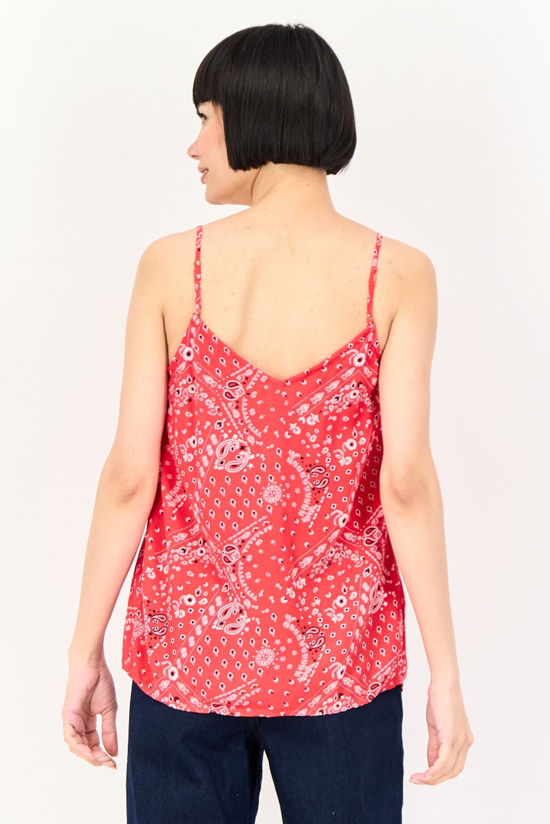 promod Women V Neck Sleeveless Floral Print Top, Multicolor - Image 4