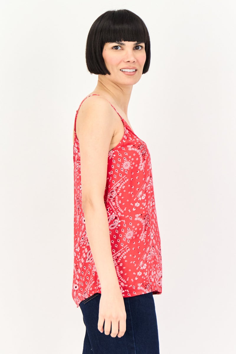 promod Women V Neck Sleeveless Floral Print Top, Multicolor - Image 2