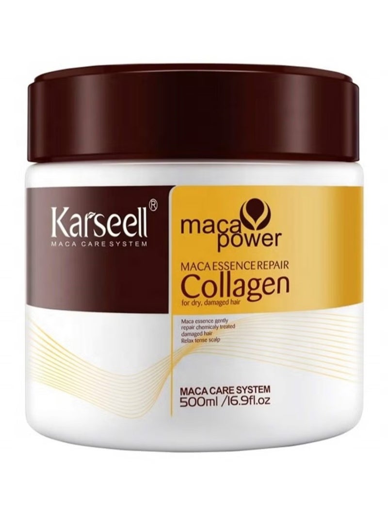 Karseell Collagen Hair Treatment Deep Repair Conditioning Argan Oil Collagen Hair Mask Essence for Dry Damaged Hair All Hair Types 16.90 oz 500ml - Image 1