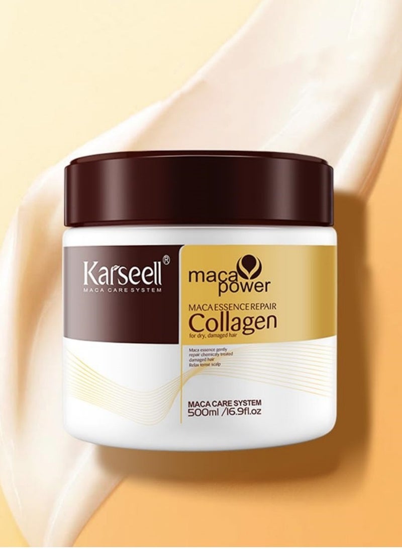 Karseell Collagen Hair Treatment Deep Repair Conditioning Argan Oil Collagen Hair Mask Essence for Dry Damaged Hair All Hair Types 16.90 oz 500ml - Image 3