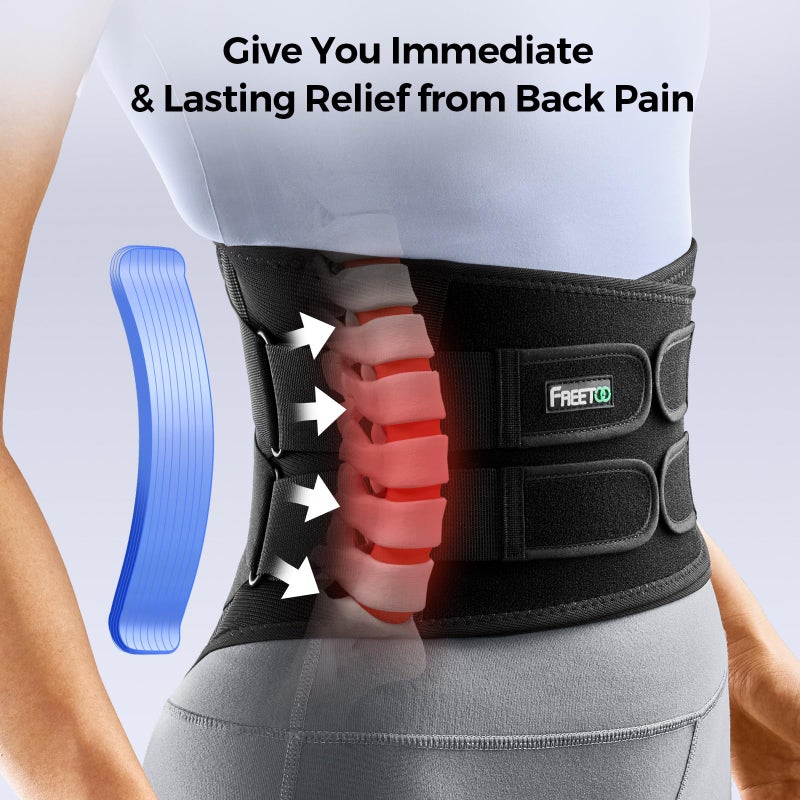 FREETOO Back Brace for Men Lower Back Pain with 7 Metal Stays, for Sciatica, Herniated Disc, Scoliosis and More Pain Relief! Breathable Back Support Belt for Women Work with Soft Pad, Lightweight Lumbar Support for Dairly Activity M(Waist:33"-39") - Image 3