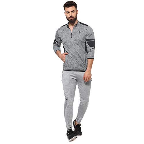 Campus Sutra Men's Grey & Black Colour-Blocked Dri-Fit Activewear Jacket Regular Fit for Casual Wear | Structured Jacket Crafted with Comfort Fit and High-Performance for Everyday Wear - Image 3