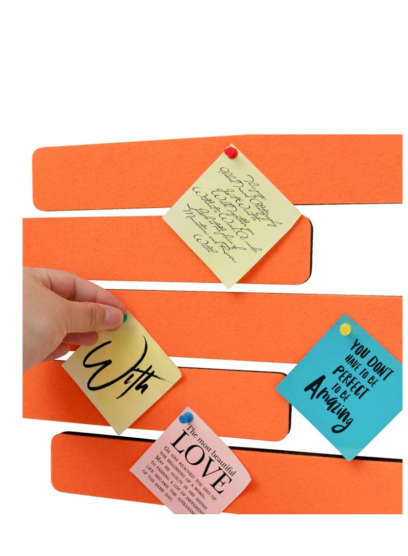 Felt Pin Board Bar Strips Bulletin Board for Bedrooms Offices Home Wall Decoration, Notice Board Self Adhesive Cork Board with 50 Push Pins for Paste Notes, Photos, Schedules (Orange) - Image 3