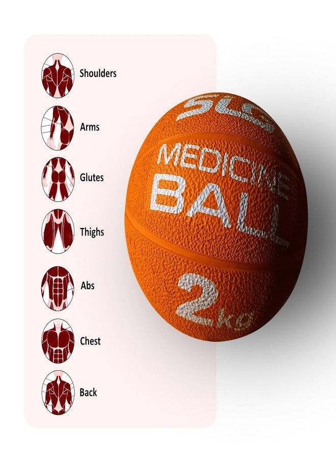 SLG Rubber Medicine/Exercise Ball -Upper & Lower Body Exercises |Fitness Ball for Strength, Balance & Core Workouts| Material:Rubber(Orange, 2 kg) - Image 5