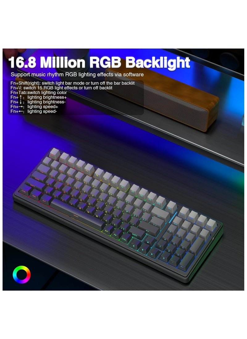 AULA - AULA F99 Pro Wireless Mechanical Keyboard,Gasket Hot Swappable Custom Keyboard,RGB Backlit,Pre-lubed Linear Switches,Side Printed PBT Keycaps,2.4GHz/USB-C/BT5.0 Mechanical Gaming Keyboard (Carving--Star Axis) - Image 1