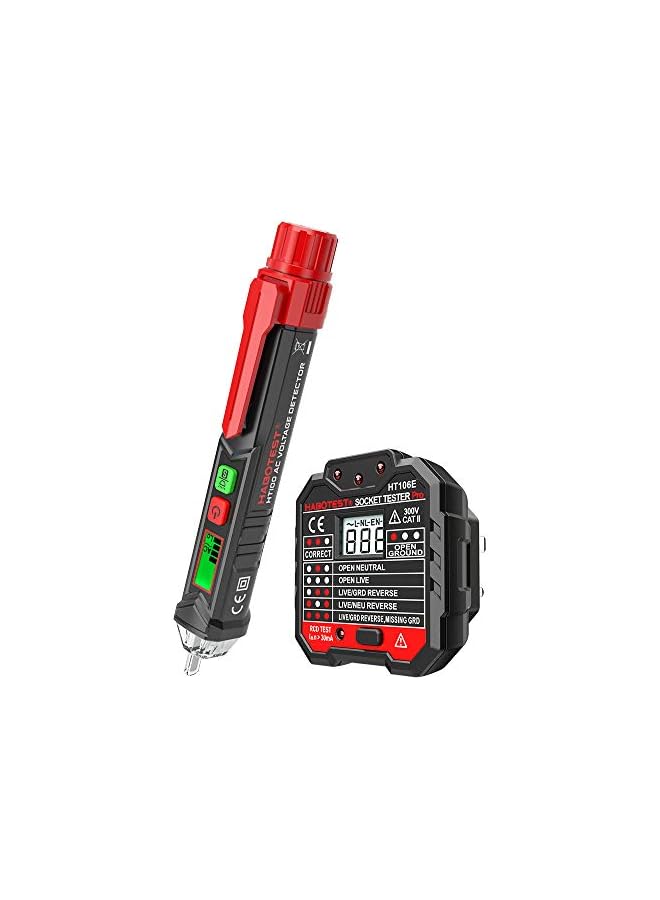 PROMASS promass Portable Non-contact AC Voltage Tester Advanced RCD Electric Socket Tester Outlet/Receptacle Tester with Voltage Backlight LCD Display Pen Shaped V～Alert Detector with Sound and Light Alarm 