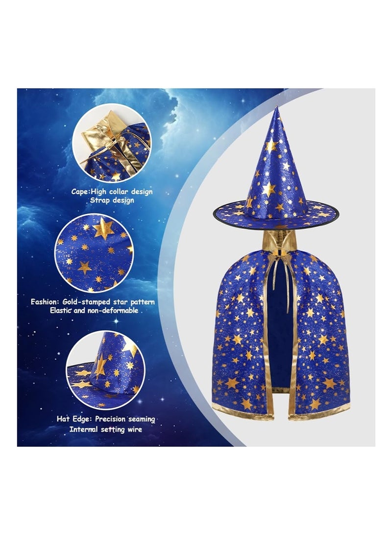 TAPIT Halloween Wizard Cosplay Cape for Kids, Stars Pattern Witch Costume Cloak with Hat for Children's Role Play Party, with Pumpkin Candy Bag (Blue) - Image 5