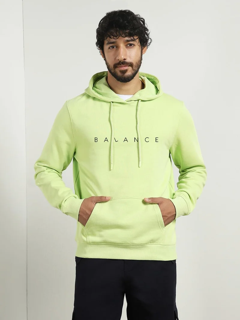 NOBERO Men's Lime Green Hooded Sweatshirt
