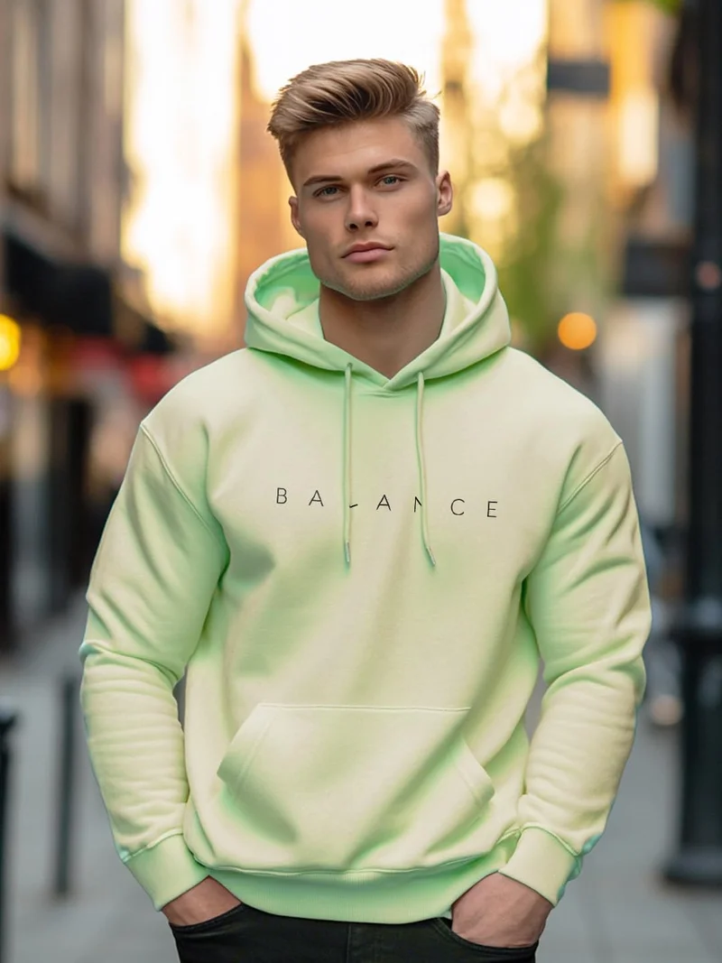 NOBERO  NOBERO Men's Lime Green Hooded Sweatshirt for Men | Best Price UAE