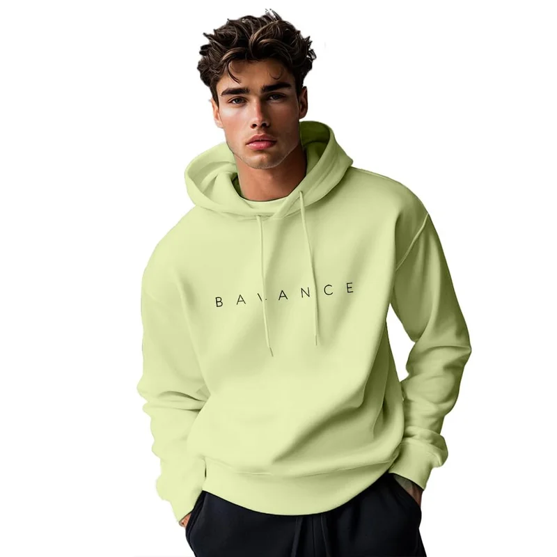 NOBERO  NOBERO Men's Lime Green Hooded Sweatshirt for Men | Best Price UAE