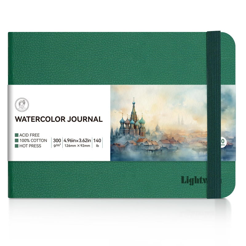 Lightwish Watercolor Journal 100 Cotton Hot Press Art Supplies Small Watercolor Paper Sketchbook 496 x 362 20 Sheets 140lb300gsm AcidFree for Watercolors Gouache Acrylics