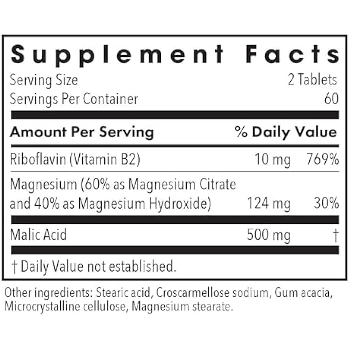 Allergy Research Group Magnesium Malate Forte Supplement - Magnesium and Malic Acid, Energy Support, Vitamin B2, Vegetarian Tablets - 120 Count - Image 3