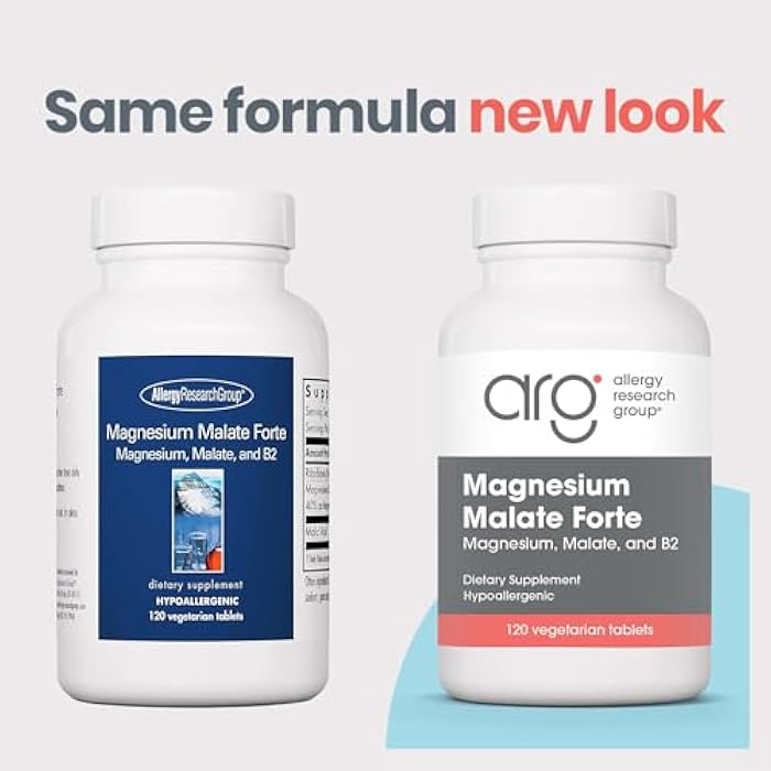 Allergy Research Group Magnesium Malate Forte Supplement - Magnesium and Malic Acid, Energy Support, Vitamin B2, Vegetarian Tablets - 120 Count - Image 2